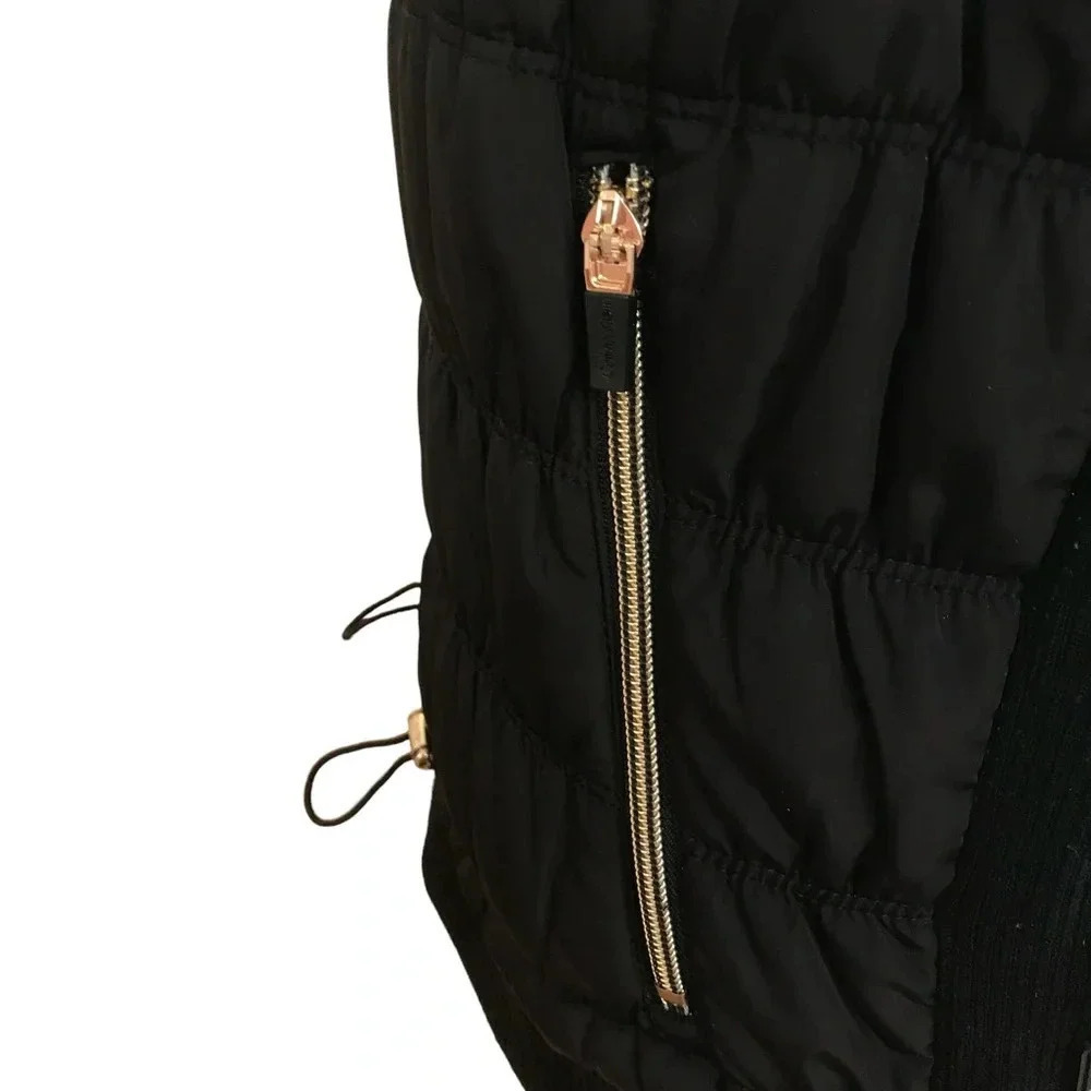 Calvin Klein Performance Sleeveless Faux Fur Collar Black Zip Vest - Picture 6 of 13